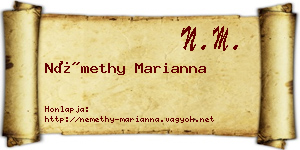 Némethy Marianna névjegykártya