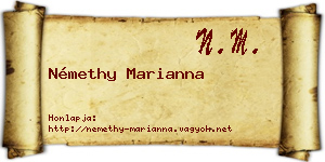 Némethy Marianna névjegykártya